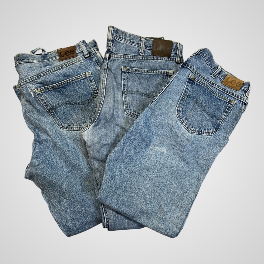 Lee Relaxed Fit Jeans Mens 38x30 Light Blue Good Vintage Denim Workwear Bundle